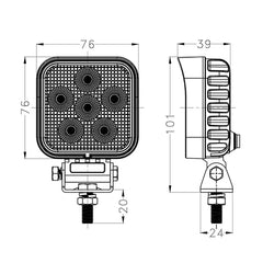 Best LED Work Light|3'' 24W|PC Lens|Wide Flood|12V 24V DC