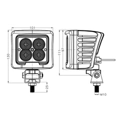 4 inch 40W Industrial LED Work Light EMC CISPR 25 CLASS 4