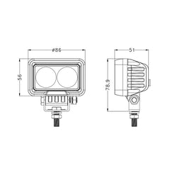 3.3 inch 20W Rectangle LED Work Light EMC CISPR 25 CLASS 4