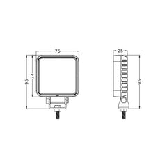 LED Work Light|3''12W 960 LM|Wide Flood|12V 24V DC for Trucks