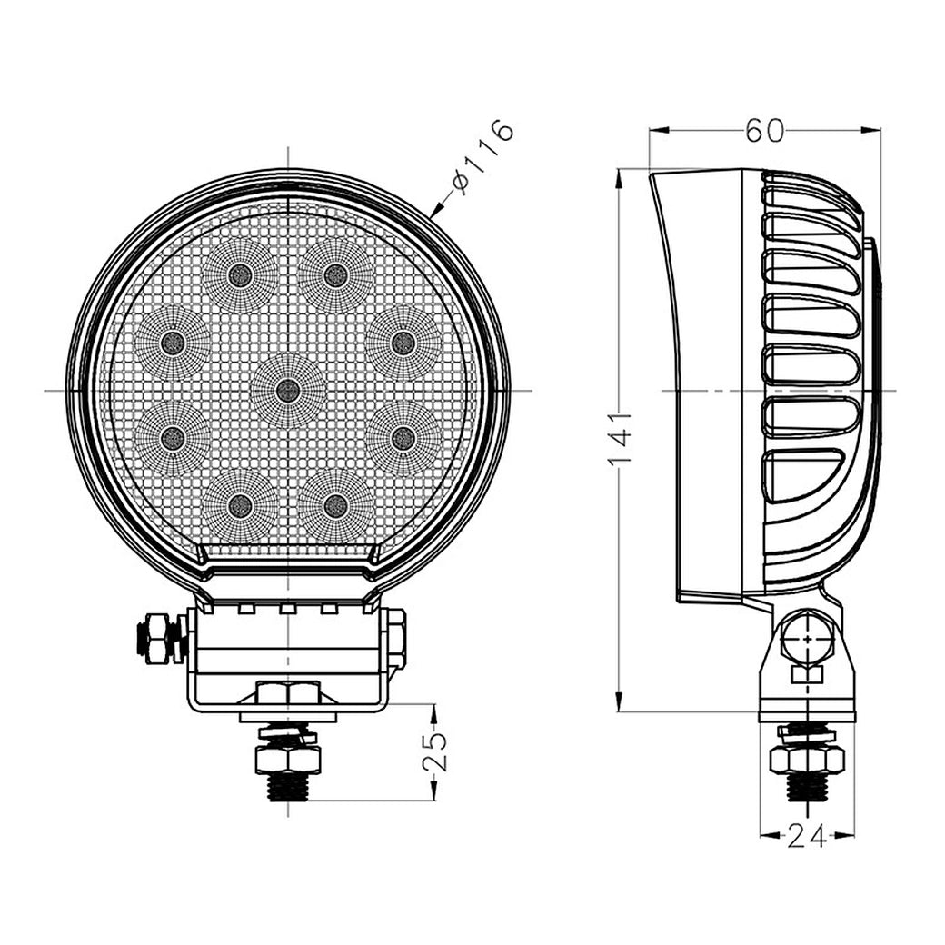 4.5 inch 27W Round Economic High Lumens Work Light ECE R10