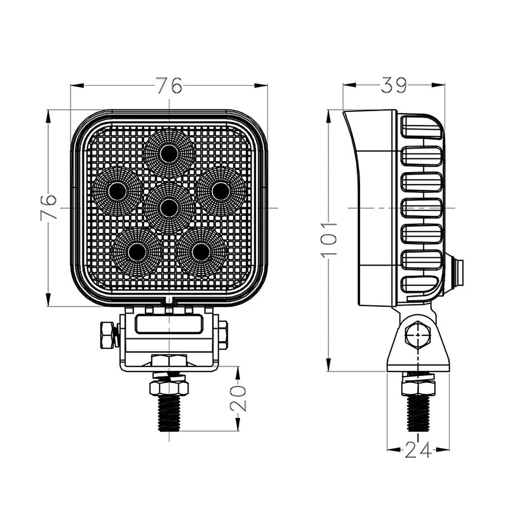 Best LED Work Light|3'' 24W|PC Lens|Wide Flood|12V 24V DC