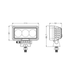 4.3 inch 30W Rectangle LED Work Light EMC CISPR 25 CLASS 4