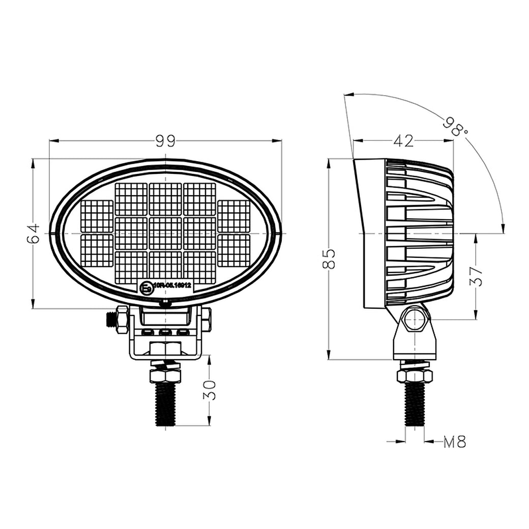 Tractor LED Lights|4''13W|PC Lens|Wide Flood|12V 24V DC