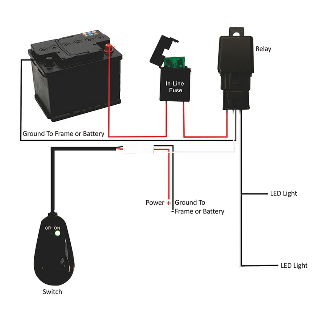 LED Light Wiring Harness Wire Cable Relay 3 Meter - two light