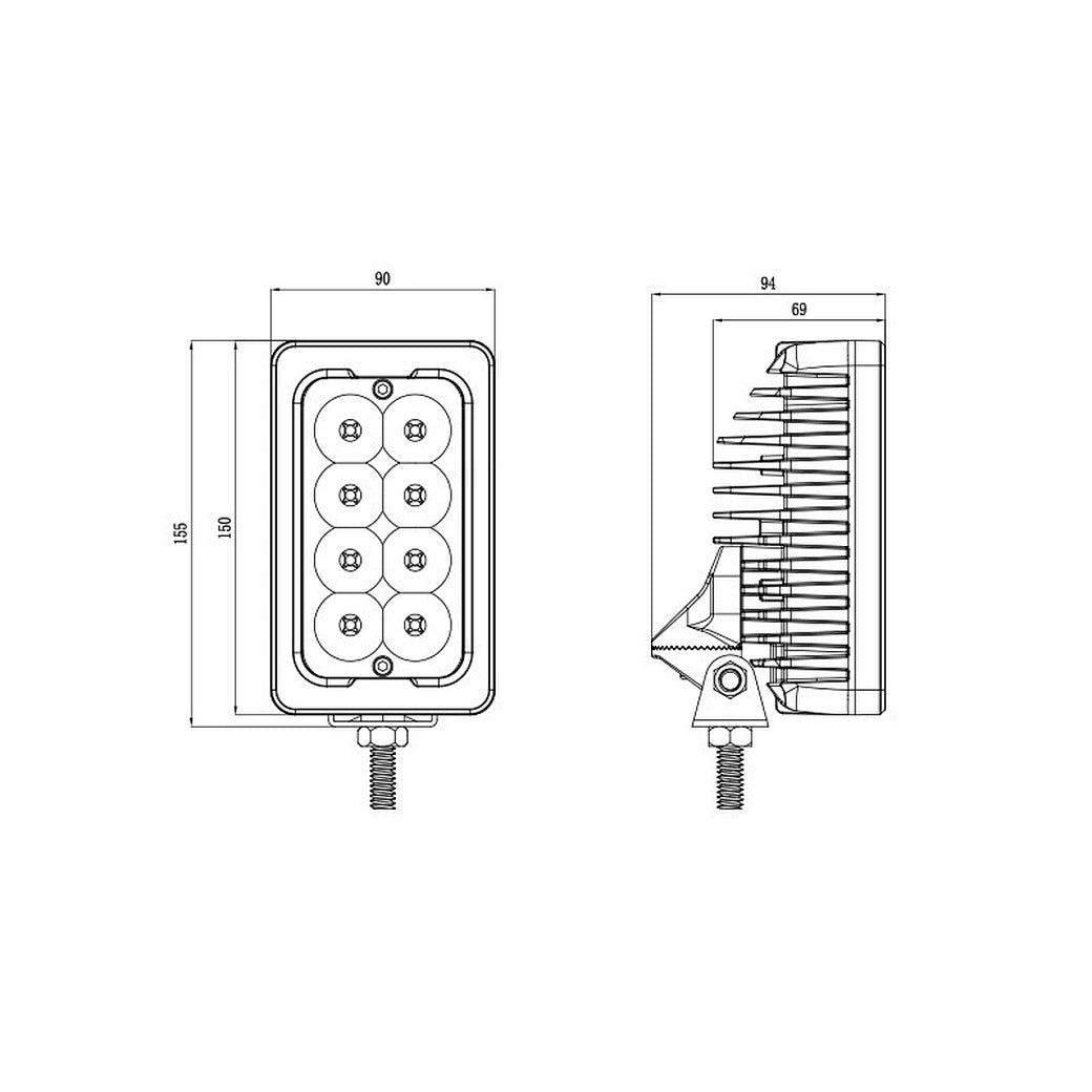 6 inch 40W Swivel Agricultural LED Work Light E-Mark Approved