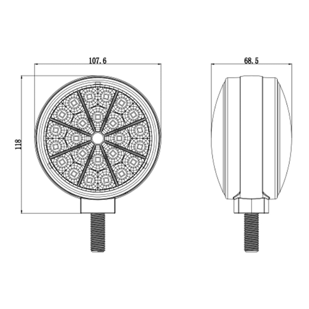 4'' Agricultural Single Face Turn Signal Light Amber LED ECE R10